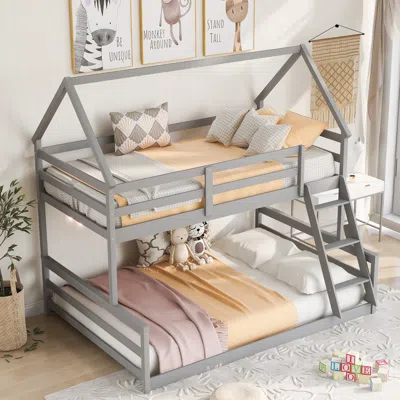 Streamdale Furniture Streamdale Twin Over Full House Bunk Bed With Built-in Ladder