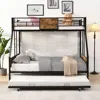 Streamdale Furniture Streamdale Twin Over Full Metal Bunk Bed With Trundle 2 - Side Ladder And Full-length Guardrail