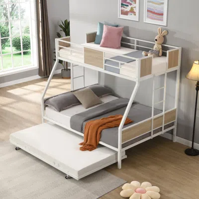 Streamdale Furniture Streamdale Twin Over Full Metal Bunk Bed With Trundle And Storage