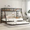 Streamdale Furniture Streamdale Twin Over Full Metal Bunk Bed With Twin Size Trundle, Black