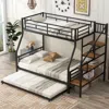 Streamdale Furniture Streamdale Twin Over Full Size Metal Bunk Bed With Trundle And Storage