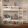 Streamdale Furniture Streamdale Twin Over Twin Bunk Bed, Solid Pine, High Guardrails, Ladder, White