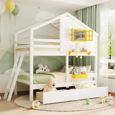 Streamdale Furniture Streamdale Twin Over Twin Bunk Bed With 2 Drawers