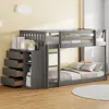 Streamdale Furniture Streamdale Twin Over Twin Bunk Bed With 4 Drawers And 3 Shelves-gray