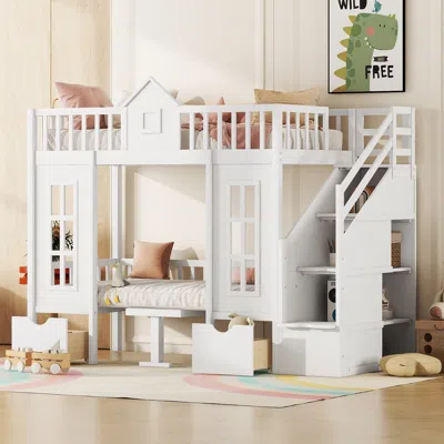Streamdale Furniture Streamdale Twin-over-twin Bunk Bed With Changeable Table