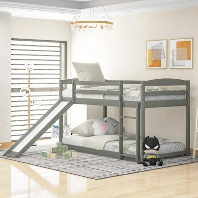 Streamdale Furniture Streamdale Twin Over Twin Bunk Bed With Convertible Slide And Ladder