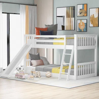 Streamdale Furniture Streamdale Twin Over Twin Bunk Bed With Convertible Slide And Ladder, White