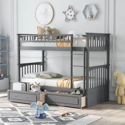 Streamdale Furniture Streamdale Twin Over Twin Bunk Bed With Drawers