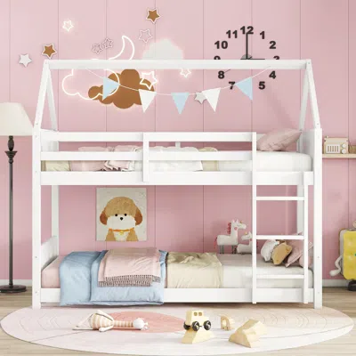 Streamdale Furniture Streamdale Twin Over Twin Bunk Bed With Ladder And Safety Rails