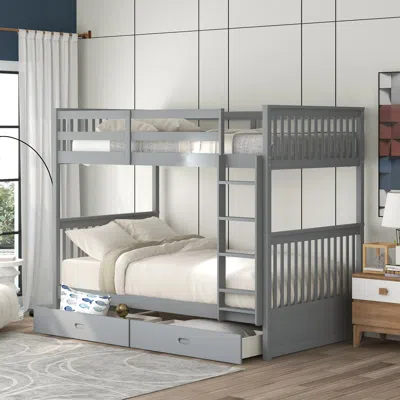 Streamdale Furniture Streamdale Twin-over-twin Bunk Bed With Ladders And Two Storage Drawers