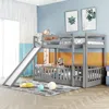 Streamdale Furniture Streamdale Twin Over Twin Bunk Bed With Slide And Ladder