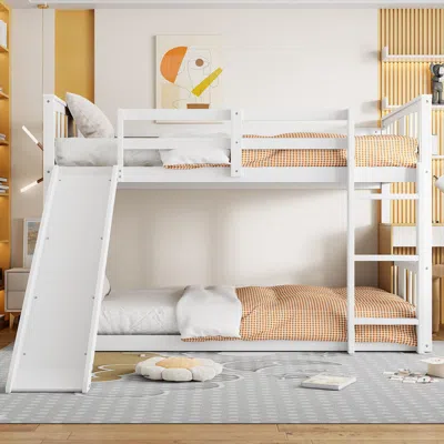Streamdale Furniture Streamdale Twin Over Twin Bunk Bed With Slide And Ladder
