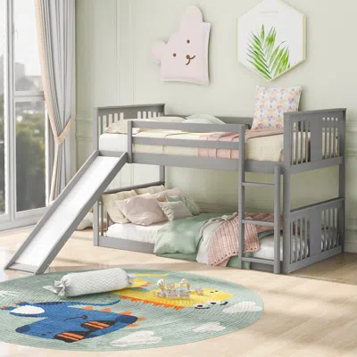 Streamdale Furniture Streamdale Twin Over Twin Bunk Bed With Slide And Ladder