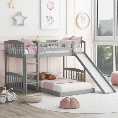 Streamdale Furniture Streamdale Twin Over Twin Bunk Bed With Slide And Ladder