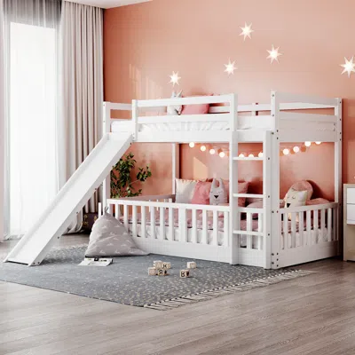 Streamdale Furniture Streamdale Twin Over Twin Bunk Bed With Slide And Ladder