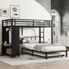 Streamdale Furniture Streamdale Twin Over Twin Bunk Bed With Trundle, Desk & Wardrobe - Black In Black