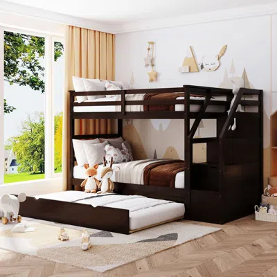 Streamdale Furniture Streamdale Twin-over-twin Bunk Bed With Twin Size Trundle And 3 Storage Stairs