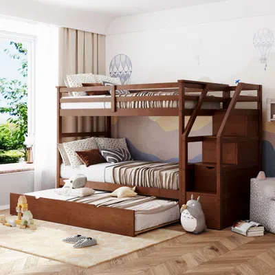 Streamdale Furniture Streamdale Twin-over-twin Bunk Bed With Twin Size Trundle And 3 Storage Stairs