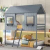 Streamdale Furniture Streamdale Twin Over Twin Bunk Bed Wood Bed With Roof