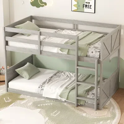 Streamdale Furniture Streamdale Twin Over Twin Floor Bunk Bed - Antique White