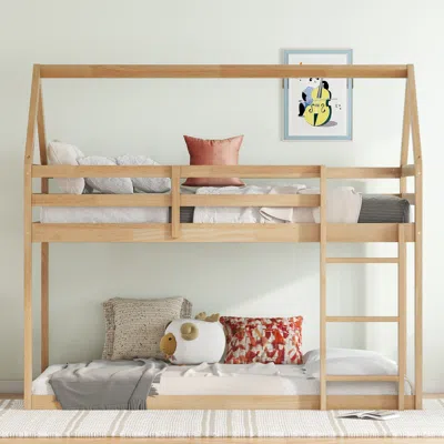 Streamdale Furniture Streamdale Twin-over-twin Floor Bunk Bed With Guardrails