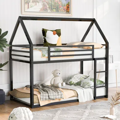 Streamdale Furniture Streamdale Twin Over Twin House Bunk Bed With Built-in Ladder