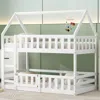 Streamdale Furniture Streamdale Twin Over Twin House Bunk Bed With Fence And Door
