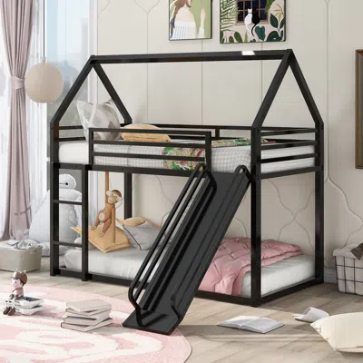 Streamdale Furniture Streamdale Twin Over Twin House Bunk Bed With Ladder And Slide