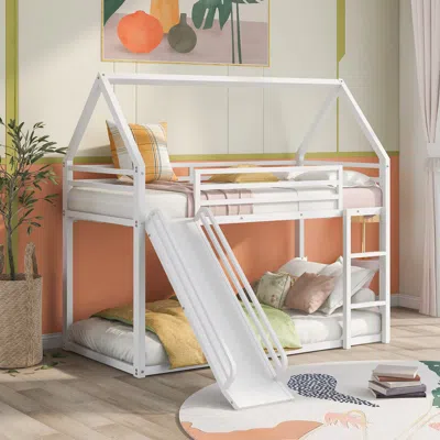 Streamdale Furniture Streamdale Twin Over Twin House Bunk Bed With Ladder And Slide