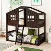 Streamdale Furniture Streamdale Twin Over Twin House Bunk Bed With Ladder, Wood Bed-gray In Brown
