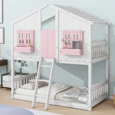 Streamdale Furniture Streamdale Twin Over Twin House Bunk Bed With Roof