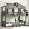 Streamdale Furniture Streamdale Twin Over Twin House Bunk Bed With Roof