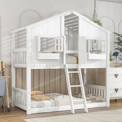 Streamdale Furniture Streamdale Twin Over Twin House Bunk Bed With Roof