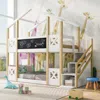 Streamdale Furniture Streamdale Twin Over Twin House Bunk Bed With White Storage Staircase