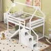 Streamdale Furniture Streamdale Twin Over Twin House Loft Or Bunk Bed With Slide And Staircase