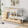 Streamdale Furniture Streamdale Twin Over Twin Loft Bunk Bed With Drawers And Ladder