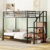 Streamdale Furniture Streamdale Twin Over Twin Metal Bunk Bed With Lateral Storage Ladder