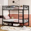 Streamdale Furniture Streamdale Twin Over Twin Metal Bunk Bed With Shelf And Guardrails