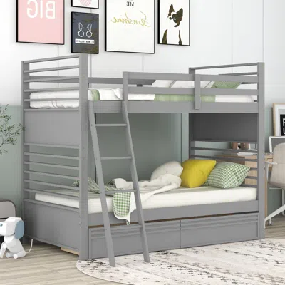 Streamdale Furniture Streamdale Twin Over Twin Wood Bunk Bed With Two Drawers