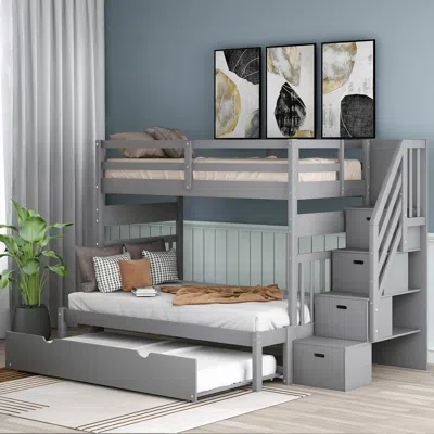 Streamdale Furniture Streamdale Twin Over Twin/full Bunk Bed With Twin Size Trundle