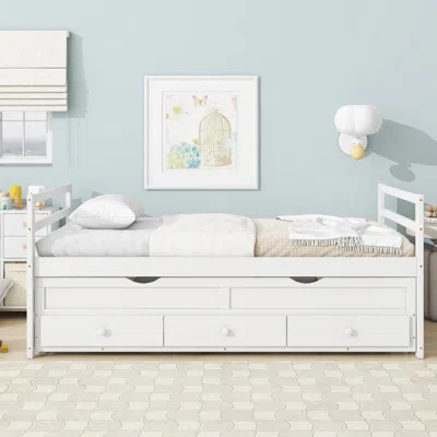 Streamdale Furniture Streamdale Twin Pine Bed With Headboard, Footboard, Trundle & Storage Drawers
