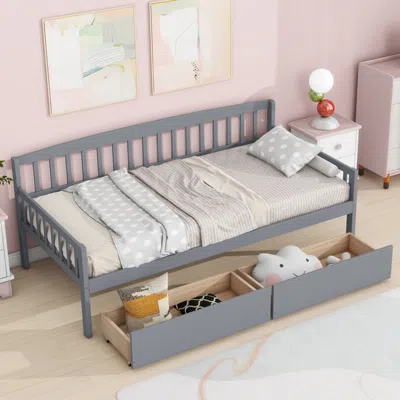 Streamdale Furniture Streamdale Twin Pine Wood Daybed With Storage And Sofa Bed