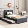 Streamdale Furniture Streamdale Twin Platform Bed Frame With Drawers & Usb - Grey