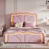 Streamdale Furniture Streamdale Twin Platform Bed With Led Lights And Adjustable Headboard In Pink