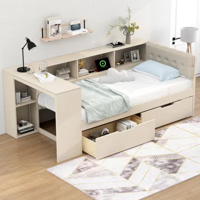 Streamdale Furniture Streamdale Twin Platform Bed With Storage, Charging, And Headboard
