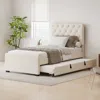 Streamdale Furniture Streamdale Twin Platform Bed With Trundle And Tufted Headboard