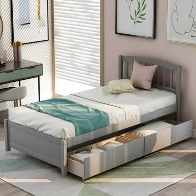 Streamdale Furniture Streamdale Twin Platform Storage Bed Wood Bed Frame With Two Drawers