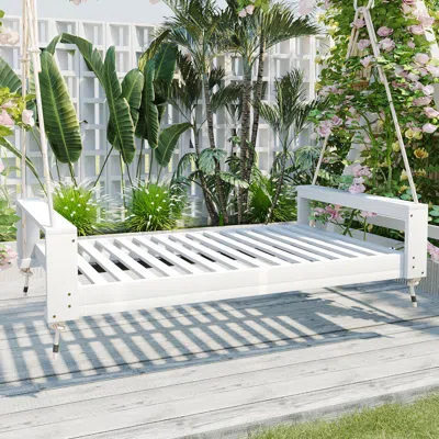 Streamdale Furniture Streamdale Twin Porch Swing Bed, Acacia Wood Frame