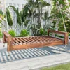 Streamdale Furniture Streamdale Twin Porch Swing Bed, Acacia Wood Frame, Ropes