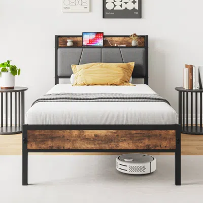 Streamdale Furniture Streamdale Twin Size Bed Frame With Storage Headboard